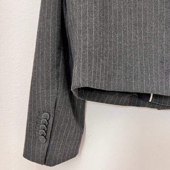 Anthropologie Maeve Gray Striped Boxy Cropped Blazer Long Sleeve Women’s XS - Picture 6 of 8